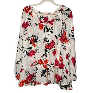NWT Old Navy Women's XXL Ruffled Tie-Neck Floral Print Georgette Blouse Peplum